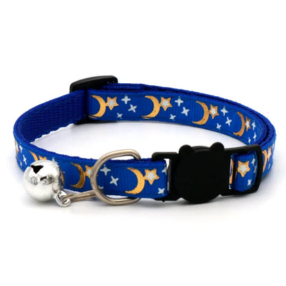 Cat Collar with Bell Cartoon Star Moon Dog Puppy Cat Kitten Collar Adjustable Safety Bell Ring Necklace Cat Jewelry