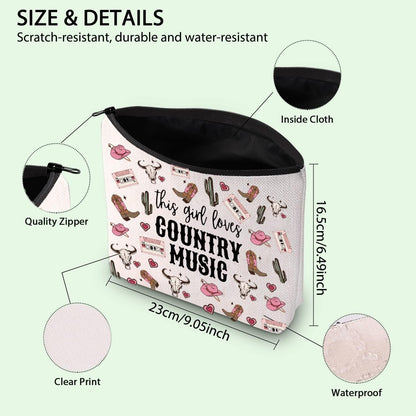 Cowgirl Equestrian Gift Western Makeup Bag Zipper Pouch (Country Music UK)