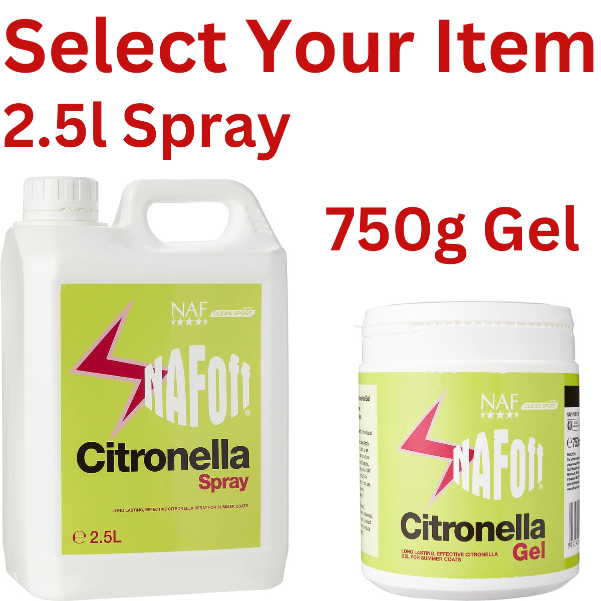 NAF off Citronella Refill Spray 2.5L & Gel 750G for Fleas & Ticks Long Lasting