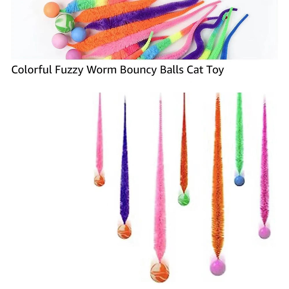 Cat Interactive Toys Tickle Cat Colorful Bouncing Ball Pet Supplies Puzzle Teasing Indoor Cat Worm Caterpillar Elastic Toy