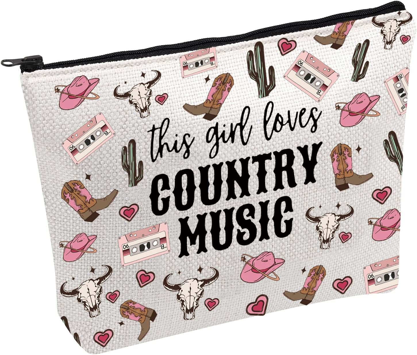 Cowgirl Equestrian Gift Western Makeup Bag Zipper Pouch (Country Music UK)