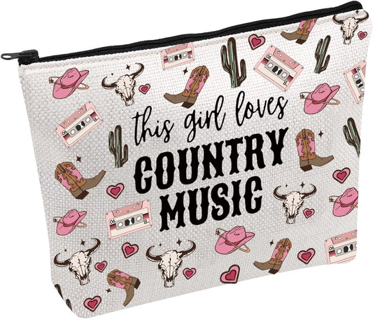 Cowgirl Equestrian Gift Western Makeup Bag Zipper Pouch (Country Music UK)