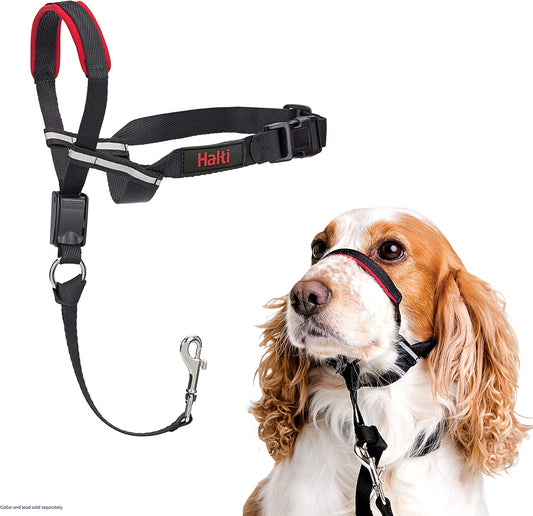 Optifit Headcollar Size Medium, Dog Head Harness to Stop Pulling on the Lead, Easy to Use, Adjustable & Reflective Head Collar for Dogs, Professional Anti-Pull Training Aid, Black