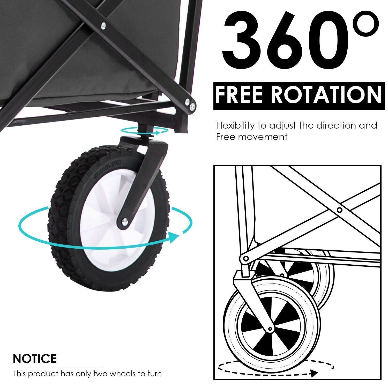 Heavy Duty Foldable Camping Outdoor Garden Trolley Cart Wagon Truck Wheelbarrow